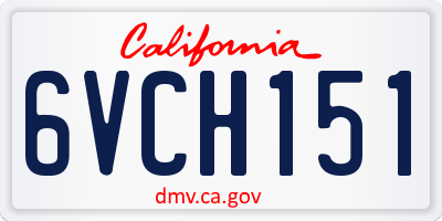 CA license plate 6VCH151