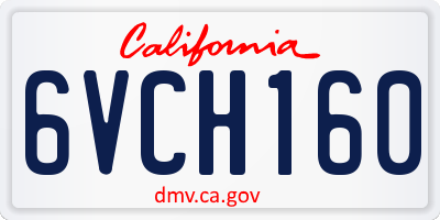 CA license plate 6VCH160