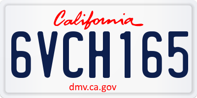 CA license plate 6VCH165