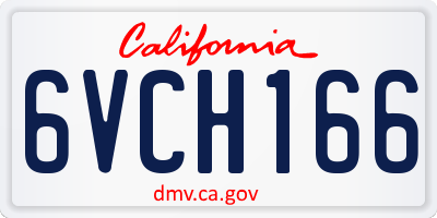 CA license plate 6VCH166