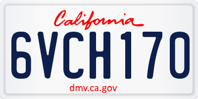 CA license plate 6VCH170