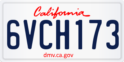 CA license plate 6VCH173