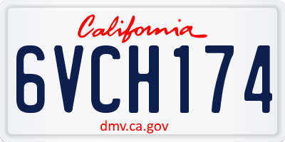 CA license plate 6VCH174