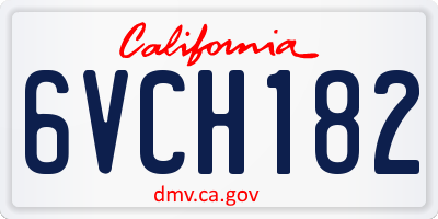 CA license plate 6VCH182