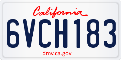 CA license plate 6VCH183