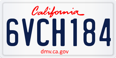 CA license plate 6VCH184