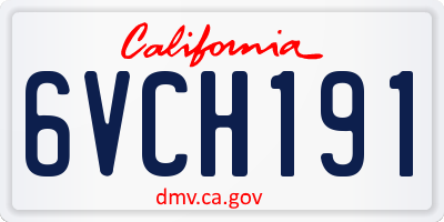 CA license plate 6VCH191