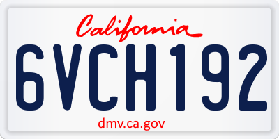 CA license plate 6VCH192