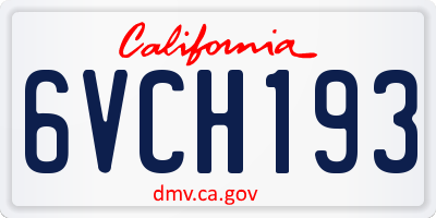 CA license plate 6VCH193