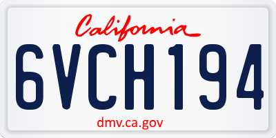 CA license plate 6VCH194