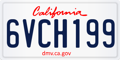 CA license plate 6VCH199