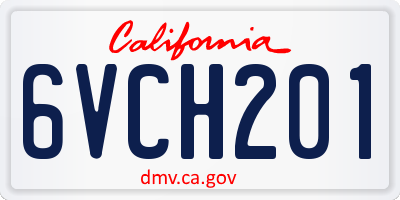 CA license plate 6VCH201