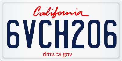 CA license plate 6VCH206