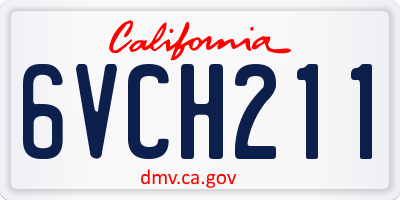 CA license plate 6VCH211