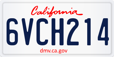 CA license plate 6VCH214