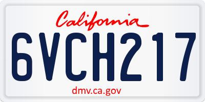 CA license plate 6VCH217