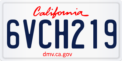 CA license plate 6VCH219