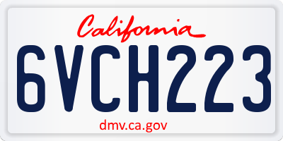 CA license plate 6VCH223