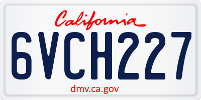 CA license plate 6VCH227
