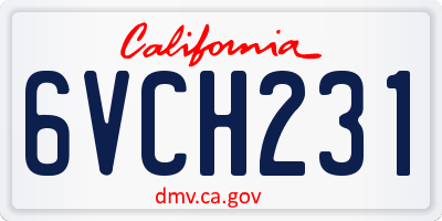 CA license plate 6VCH231