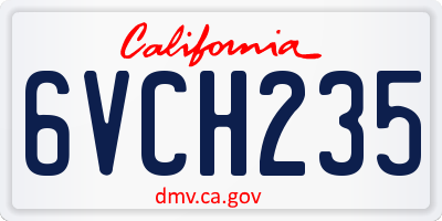 CA license plate 6VCH235