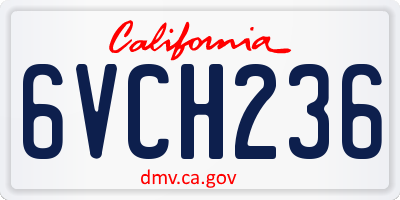 CA license plate 6VCH236