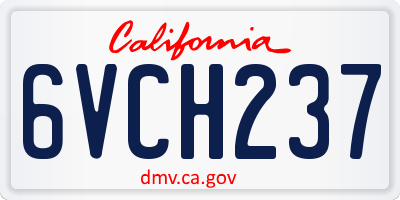 CA license plate 6VCH237