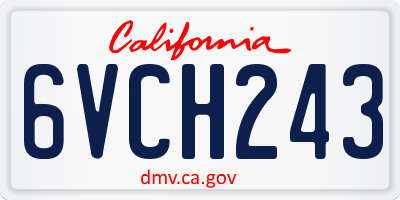CA license plate 6VCH243