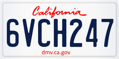 CA license plate 6VCH247