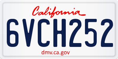 CA license plate 6VCH252