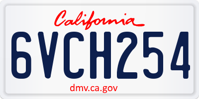 CA license plate 6VCH254