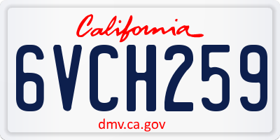 CA license plate 6VCH259