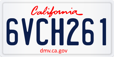 CA license plate 6VCH261