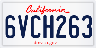 CA license plate 6VCH263