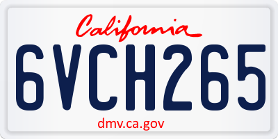 CA license plate 6VCH265