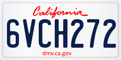 CA license plate 6VCH272