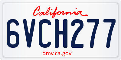 CA license plate 6VCH277
