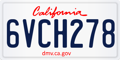 CA license plate 6VCH278