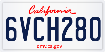 CA license plate 6VCH280