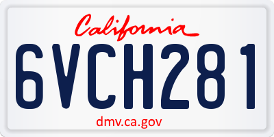 CA license plate 6VCH281