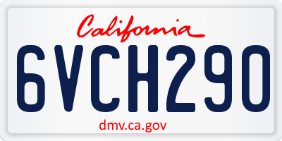 CA license plate 6VCH290