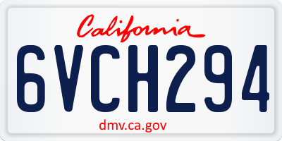 CA license plate 6VCH294