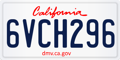 CA license plate 6VCH296