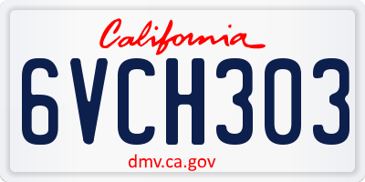 CA license plate 6VCH303