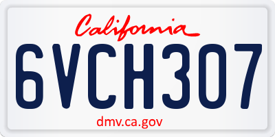 CA license plate 6VCH307