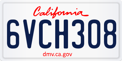 CA license plate 6VCH308