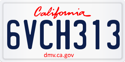 CA license plate 6VCH313