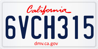 CA license plate 6VCH315