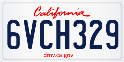 CA license plate 6VCH329