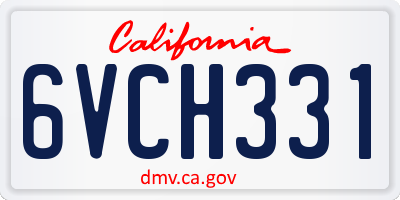 CA license plate 6VCH331